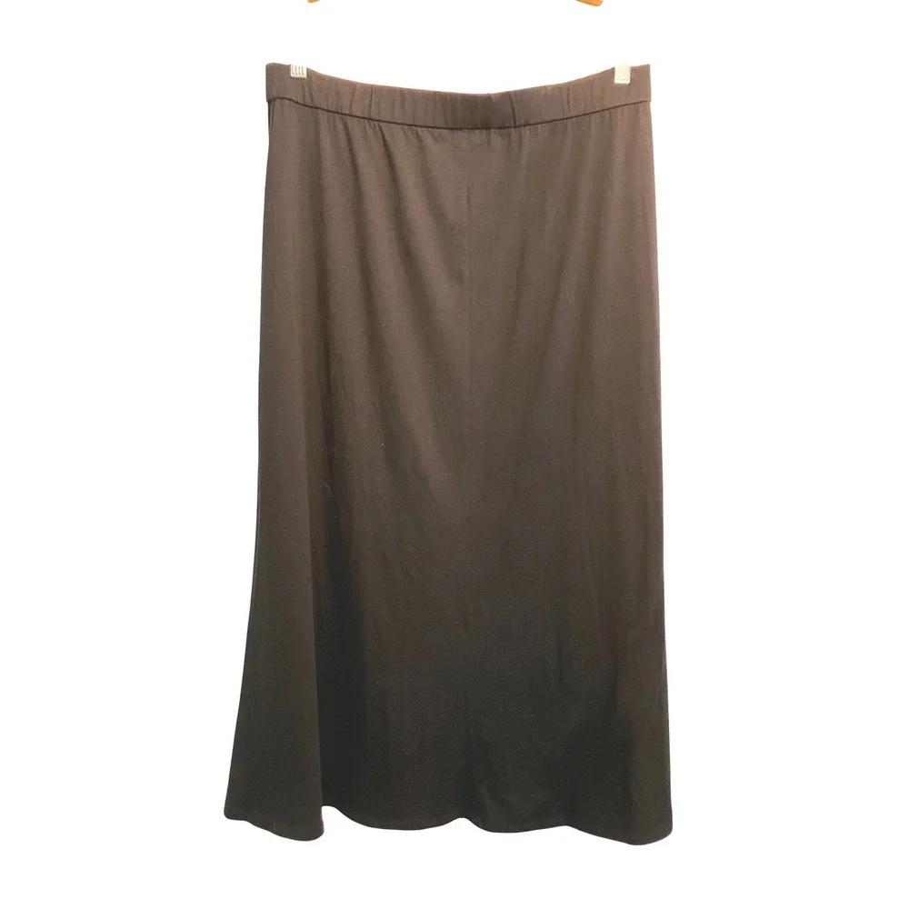 Eileen Fisher‎ Black Tencel Stretch Maxi Skirt Large Lagenlook Minimalist